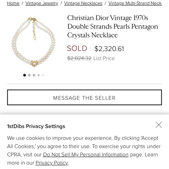 Vintage Christian Dior Pearl Necklace with Gold Accents Circa 1970 - Picture 15 of 15